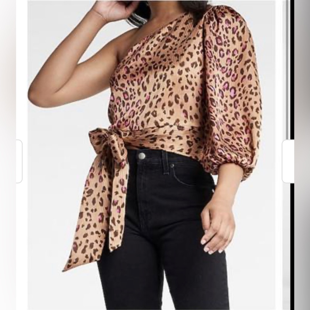 Sexy and classy-Leopard Print One Shoulder Tie
Waist Top from Express!